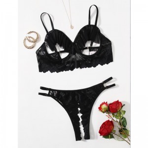 Νέο καυτό μόδα μαύρο κοίλο έξω δαντέλα πλέγμα γυναικών μίνι φόρεμα σέξι lingeri