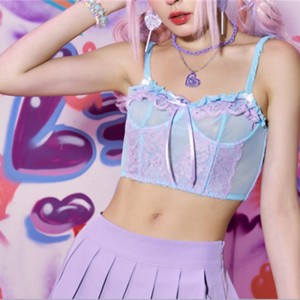 Δαντέλα επένδυση κορσέτ κορυφαίο δαντέλα ένθετο bustier με λεπτομέρεια τόξου